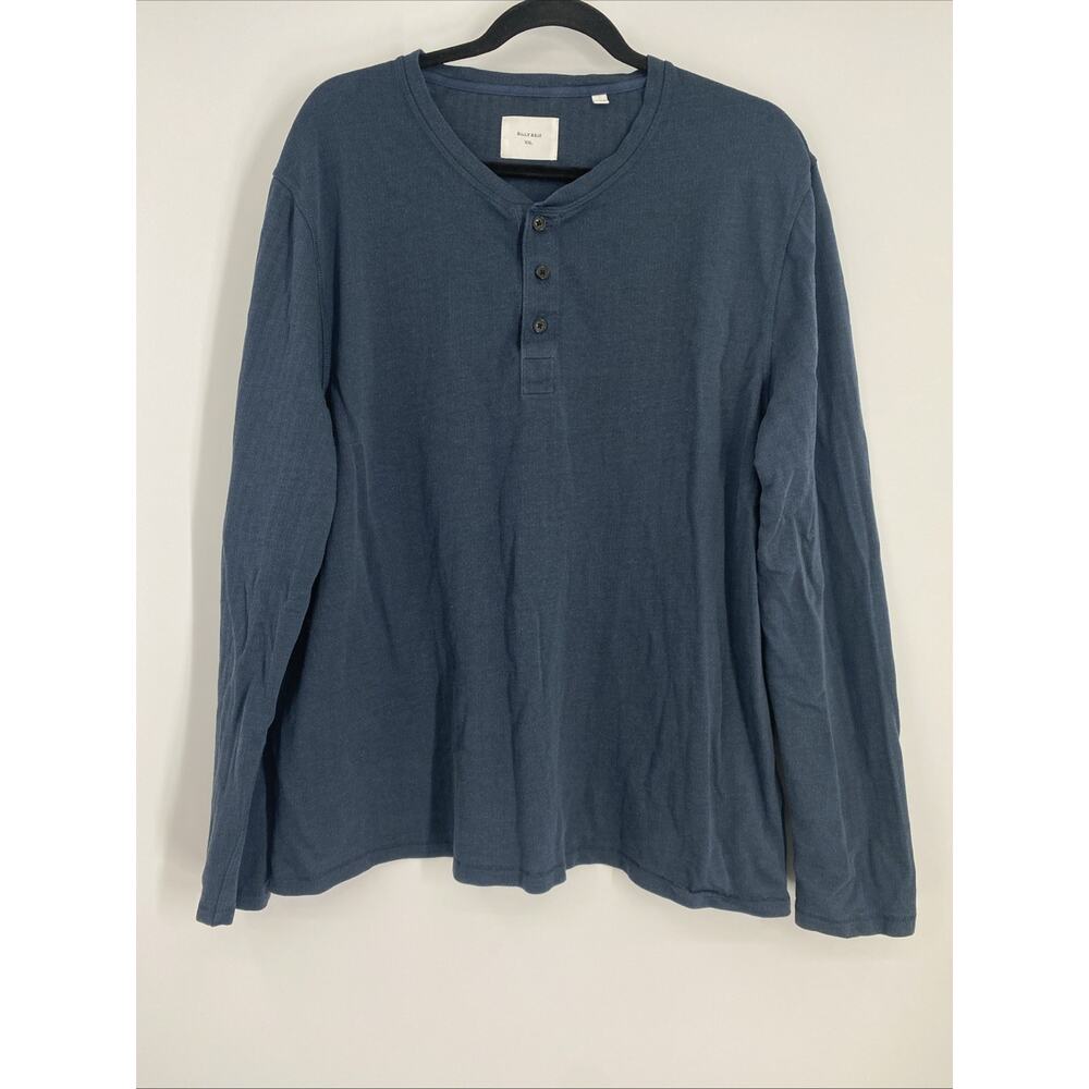 Billy Reid Henley Shirt Men’s Size XXL Blue Long Sleeve Cotton Casual Preppy 651